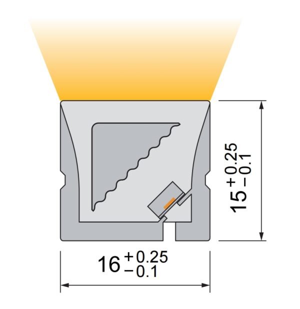 3D Bending 16x15mm IP67 LED NEONFLEX cross section