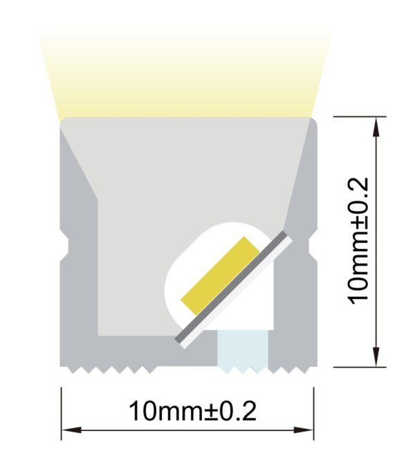 3D bending 10x10mm IP67 led neonflex cross section